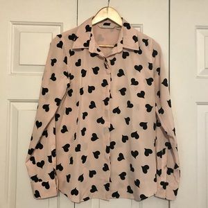 Heart patterned Lauren Conrad button up blouse